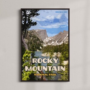 Rocky Mountain Nationalpark - Reise-Weinlese-Plakat - INSTANT DOWNLOAD - Amerikanische Wahrzeichen - Colorado Rockies - Digital Retro Art