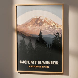 Parc national du Mont Rainier - affiche de voyage vintage - parcs nationaux des États-Unis - Washington - impression d'art mural rétro