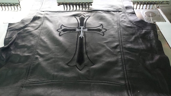 Chrome Hearts Inspired Black Leather Vest - Etsy