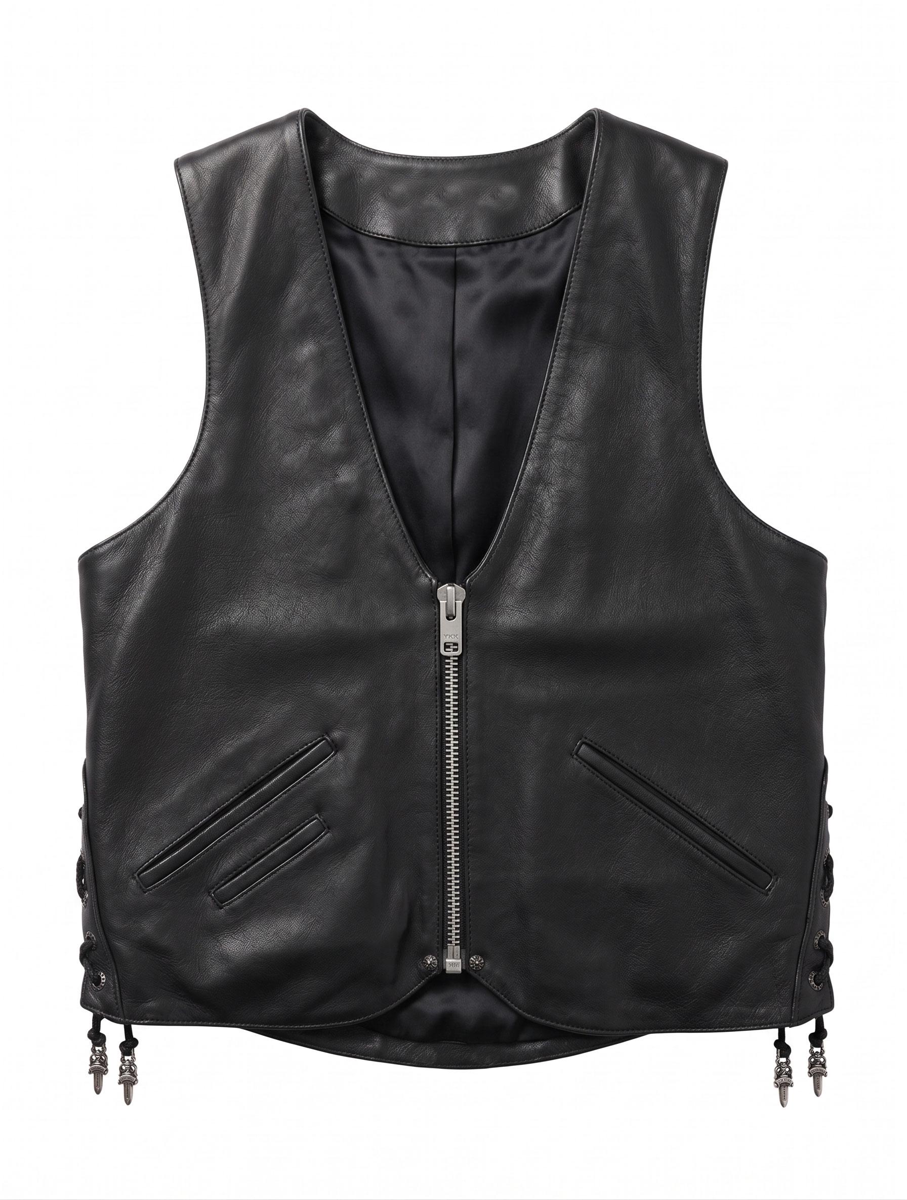 Chrome Hearts Inspired Black Leather Vest - Etsy