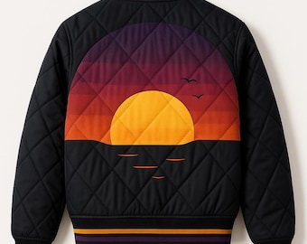 Quilted Sunset Bomber Jacket | Retro 70s Style
