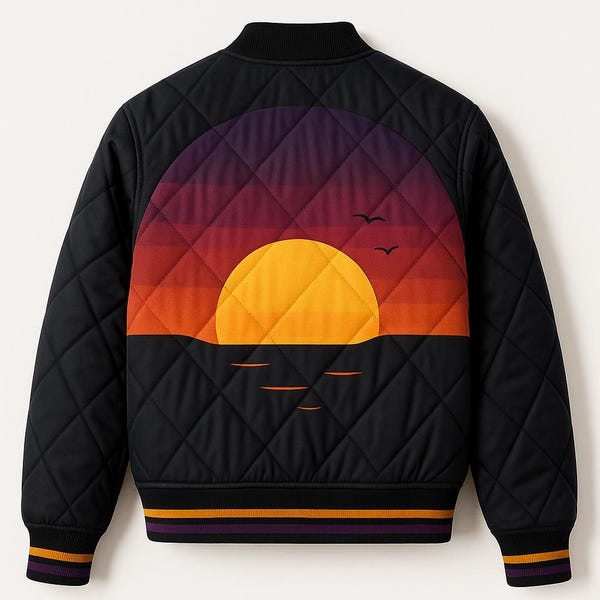 Chaqueta bomber acolchada color atardecer / Estilo retro de los años 70
