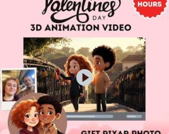 Personalized 3D Valentine’s Animation – Capture Your Love Story in Saint-Valentin, Custom Portrait Pixar,Pixar Style Portrait