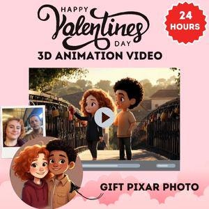 Spersonalizowana animacja 3D na Walentynki – Uchwyć swoją historię miłosną w Saint-Valentin, niestandardowy portret Pixar, portret w stylu Pixar