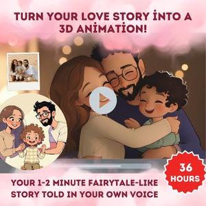 Personalized animation video, 3d animated character, Turn your memories into animation, Pixar style, Disney Inspired
