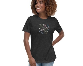 RDRY Dragonflies and Flowers Graphic Women Relaxed Fit T-shirt