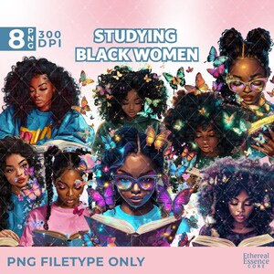 Ensemble Étudier Femmes Noires, Femmes Noires, Fille Noire PNG, Magie Black Girl, Femme Afro, Reine Mélanine, Magie Black Girl, Sublimation