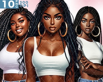 Paquete de rastas para mujer negra, Mujeres negras, Chica negra PNG, Magia de chica negra, Rastas para mujer negra, Reina de la melanina, Magia de chica negra