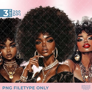 Afro Black Women Bundle, Black Women, Png Black Girl, Black Girl Magic, Afro Woman, Melanin Queen, Black Girl Magic, Sublimation