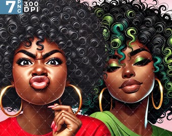 Rainbow Afro Women, Black Women, Png Black Girl, Black Girl Magic, Afro Woman Bundle, Melanin Queen, Black Girl Bundle