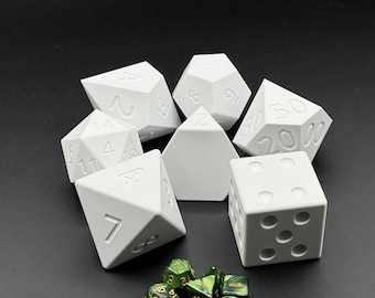 BIJGEWERKT: extra grote witte D&D-dobbelstenenset | 2" dobbelstenen | d4, d6, d8, d10, d100, d12, d20 | Leuk voor kinderen en volwassenen!
