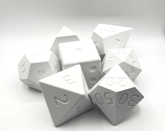 BIJGEWERKT: grote witte D&D-dobbelstenenset | Dobbelstenen van 4 inch | d4, d6, d8, d10, d100, d12, d20 | Leuk voor kinderen en volwassenen!