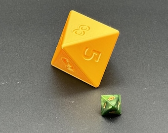 Special Edition - Gold Oversized 8 sided dice | 2 inch sized dice | d8 D&D dice | Fun for kids and adults!