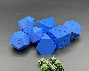 ATUALIZADO - Conjunto de Dados D&D Azuis Gigantes | Dados de 5 cm | d4, d6, d8, d10, d100, d12, d20 | Diversão para crianças e adultos!