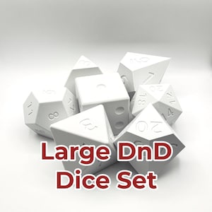 Large White D&D Dice Set | 4&quot; dice | d4, d6, d8, d10, d100, d12, d20 | Fun for kids and adults!