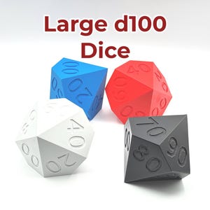 Large d100 dice | 4&quot; sized dice | d100 D&D dice | Fun for kids and adults!