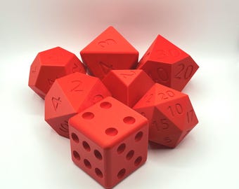 BIJGEWERKT: grote rode D&D-dobbelstenenset | Dobbelstenen van 4 inch | d4, d6, d8, d10, d100, d12, d20 | Leuk voor kinderen en volwassenen!
