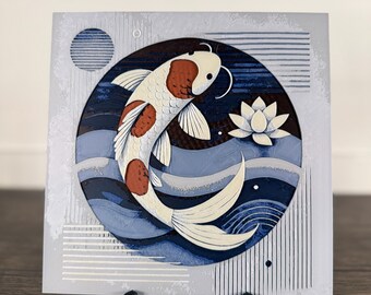 Elegant Koi Fish - HueForge 3D Printed, Art, Decor, Picture, Display