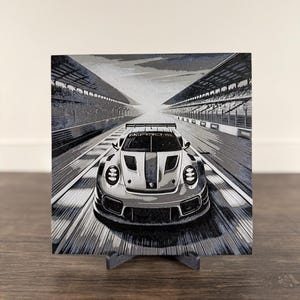 Porsche 911 GT3 RS - HueForge 3D Printed, Art, Decor, Picture, Display