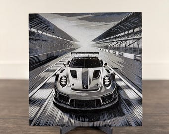 Porsche 911 GT3 RS - HueForge 3D Printed, Art, Decor, Picture, Display