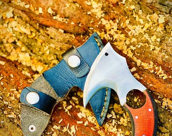 Handgefertigtes Edelstahl Klauen-Hautmesser Mit Lederscheide