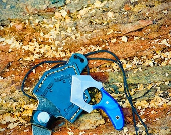 Handgefertigtes Edelstahl-Hautmesser: Full Tang, Resin-Griff, Lederscheide