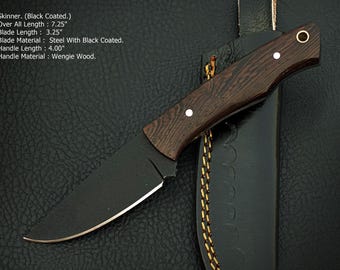 Handgefertigte Edelstahl-Brustmesser, Lederscheide