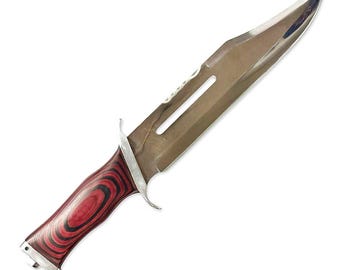 Faca de caça estilo Rambo de 16" com bainha de couro, presente para faca