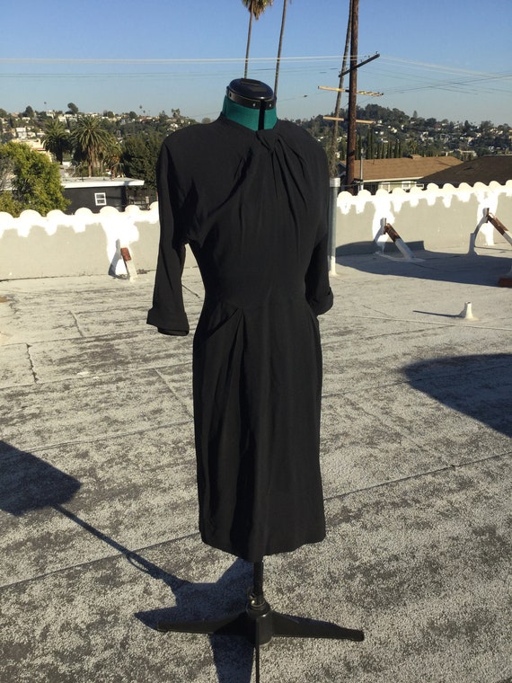 Vintage Black 1940s Peephole Cocktail Dress - Med