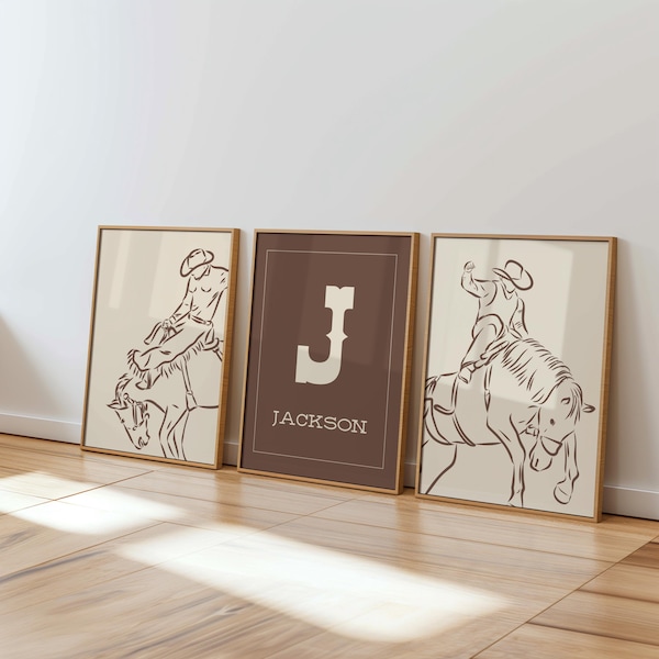 "Cowboy Kinderzimmerbild: ""Individuelles Cowboy"" Poster mit Namen (Digitaler Download)"