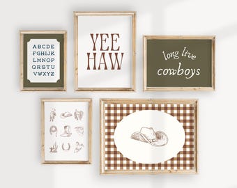 Western Nursery Art Set: Cowboy Theme Prints (Digital Download)
