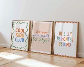 Playful Kids Gallery Wall Art: Colorful Kids Prints - Set of 4 (Digital Download)