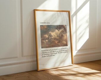 Lamentations 3 Scripture Art Print: Vintage Christian Wall Decor (Digital Download