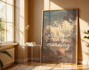 Sunrise Christian Art Print: Handwritten Scripture His Mercies Are New Every Morning (Digital Download)