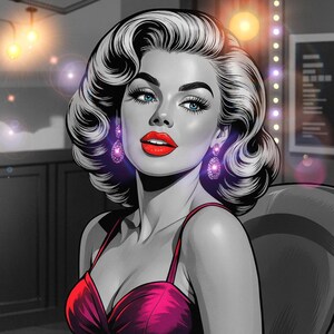 Retro Glam Pop Art Portraits – Digital Download | Vintage Diva Wall Art | Bold Feminine Aesthetic | Printable Pin-Up Style Decor