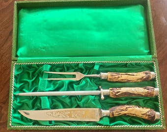 Vintage German Carving Set with Sharpener