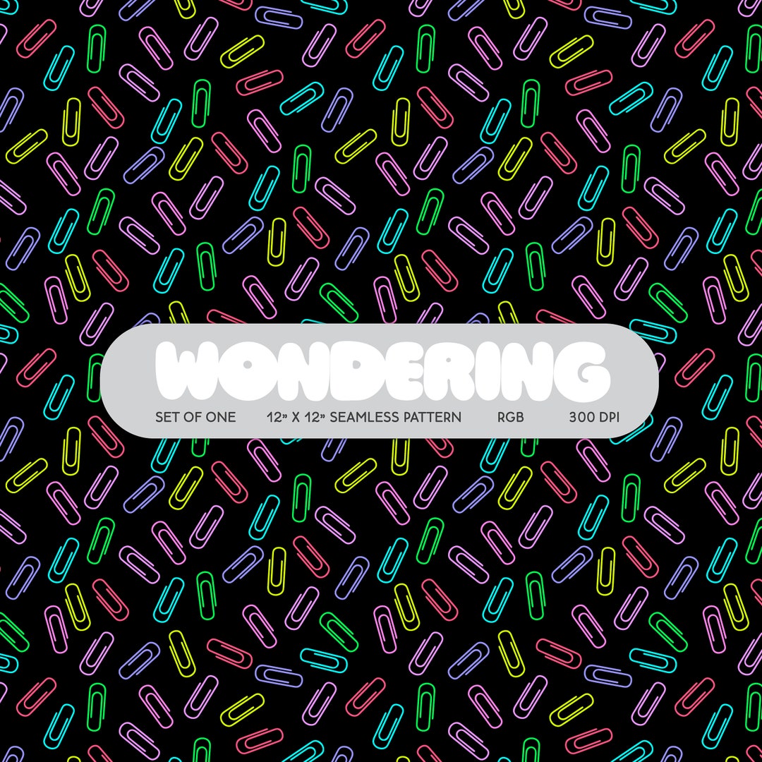 File Clip Pattern Paper Clips Seamless Pattern: Black Fashion Textile Print (JPEG Digital ...