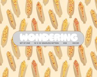 Autumn Corn Cob Seamless Pattern: Fashion Textile Print (JPEG Digital Download)