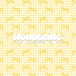 Yellow Bows Gingham Seamless Pattern: Cottage Coquette Print (Digital Download)
