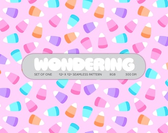 Pastel Candy Corn Seamless Pattern: Halloween Textile Print (JPEG Digital Download)