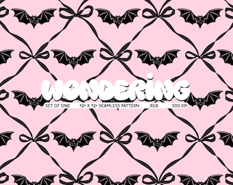 Bats & Bows Trellis: Spooky Halloween Seamless Pattern (JPEG Digital Download)