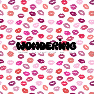 Kisses Seamless Pattern: Girly Lipstick Print (Digital Download)