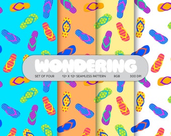 Flip Flops Seamless Pattern: Summer Beach Prints (Digital Download)