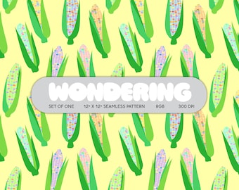 Corn on the Cob Seamless Pattern: Summer BBQ Textile Print (Digital Download)