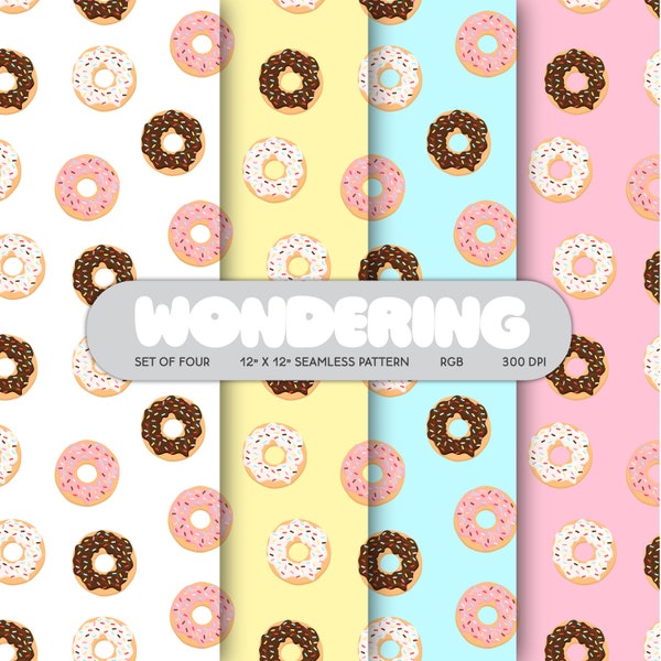 Donuts | Seamless Fashion Textile Print JPEG for Commercial Use Digital Download | Pastries | Desserts | Juvenile