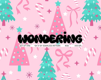 Coquette Christmas Pattern: Girly Holiday Print (JPEG Digital Download)