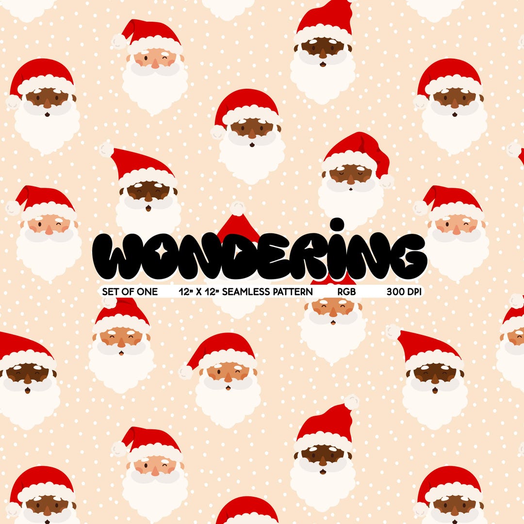 Multicultural Santa Seamless Pattern: Holiday Wrapping Paper (digital ...