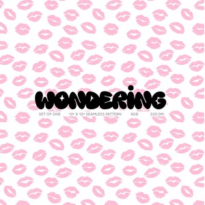 Pink Kisses Seamless Pattern: Girly Coquette Print (JPEG Digital Download)