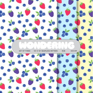 Berries | Seamless Fashion Textile Pattern Print JPEG for Commercial Use Digital Download | Spring Summer Berry Fruits