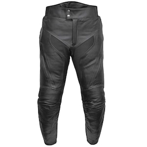 Pantalon moto de protection en cuir pour homme - Équipement de motard - Pantalon en cuir de vachette noir - Pantalon streetwear - Pantalon tactique en cuir